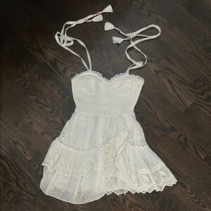 LoveShackFancy White Sundress with Tassel Straps